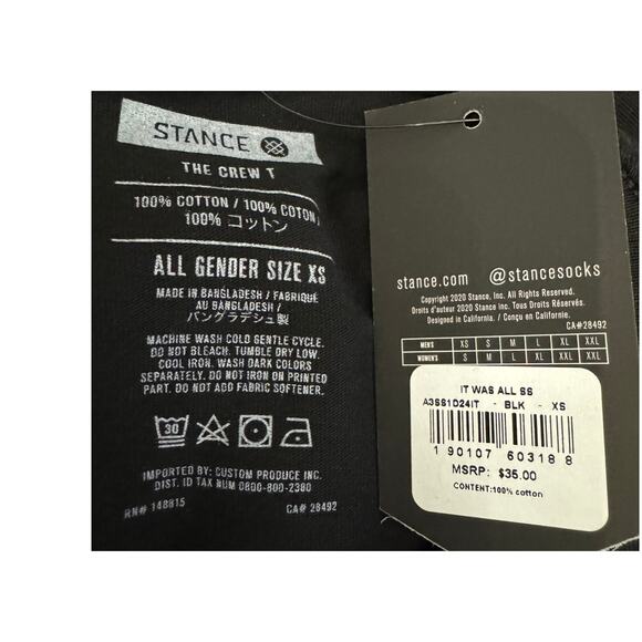 New ~ STANCE ~ 100% Cotton Notorious B.I.G It Was All Short Sleeve Tee Size XS - Picture 5 of 7